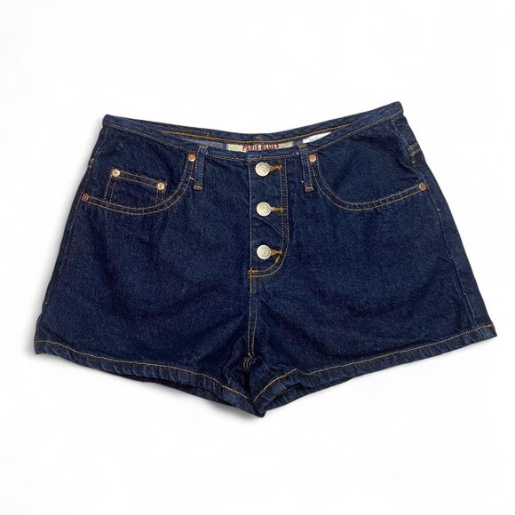 Y2k 90s retro high-waisted Paris Blues navy denim shorts - Picture 1 of 7